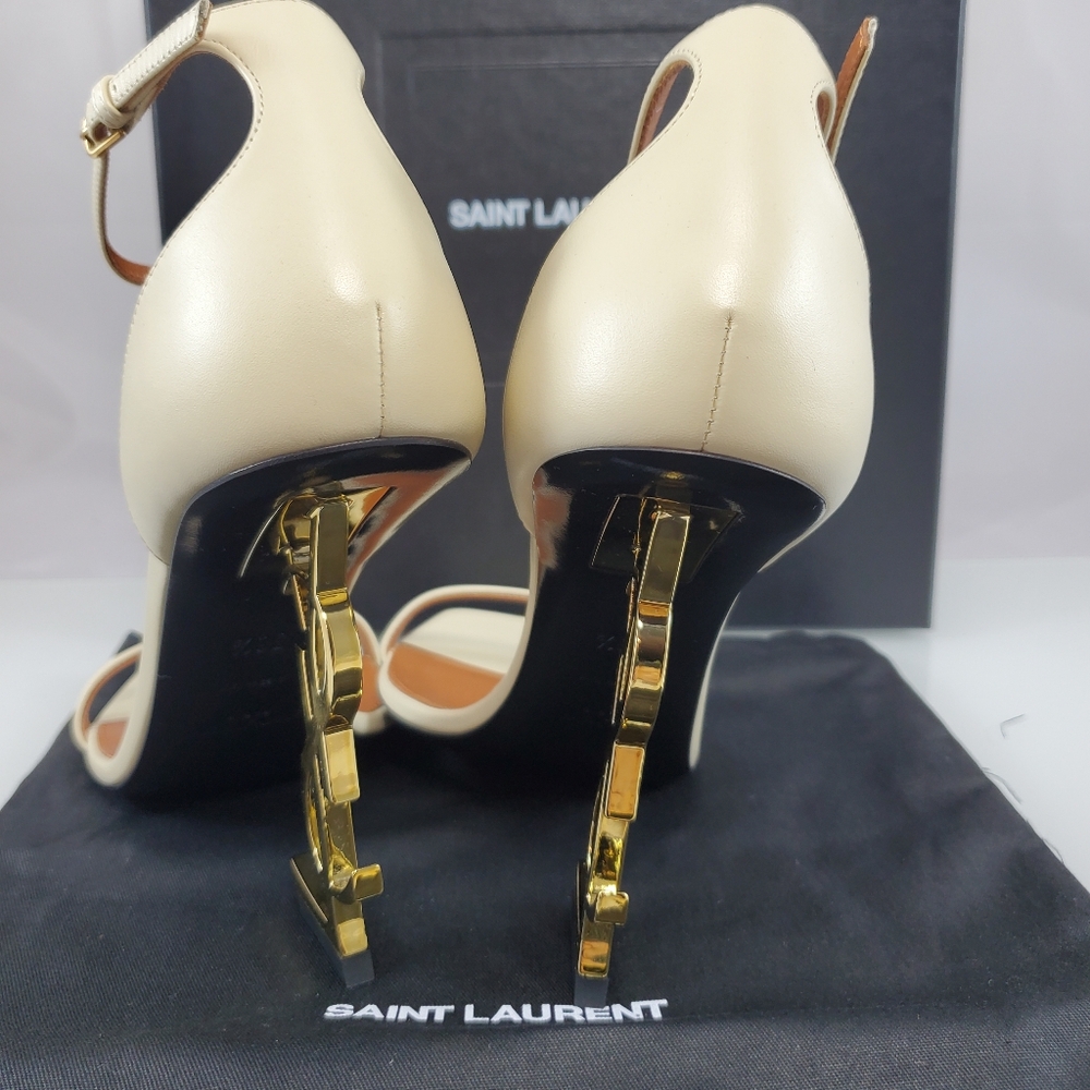 NWT$1,500 Saint Laurent YSL Opyum 110 Logo High Heel Leather Sandals Sz 40 (10) - Picture 10 of 16